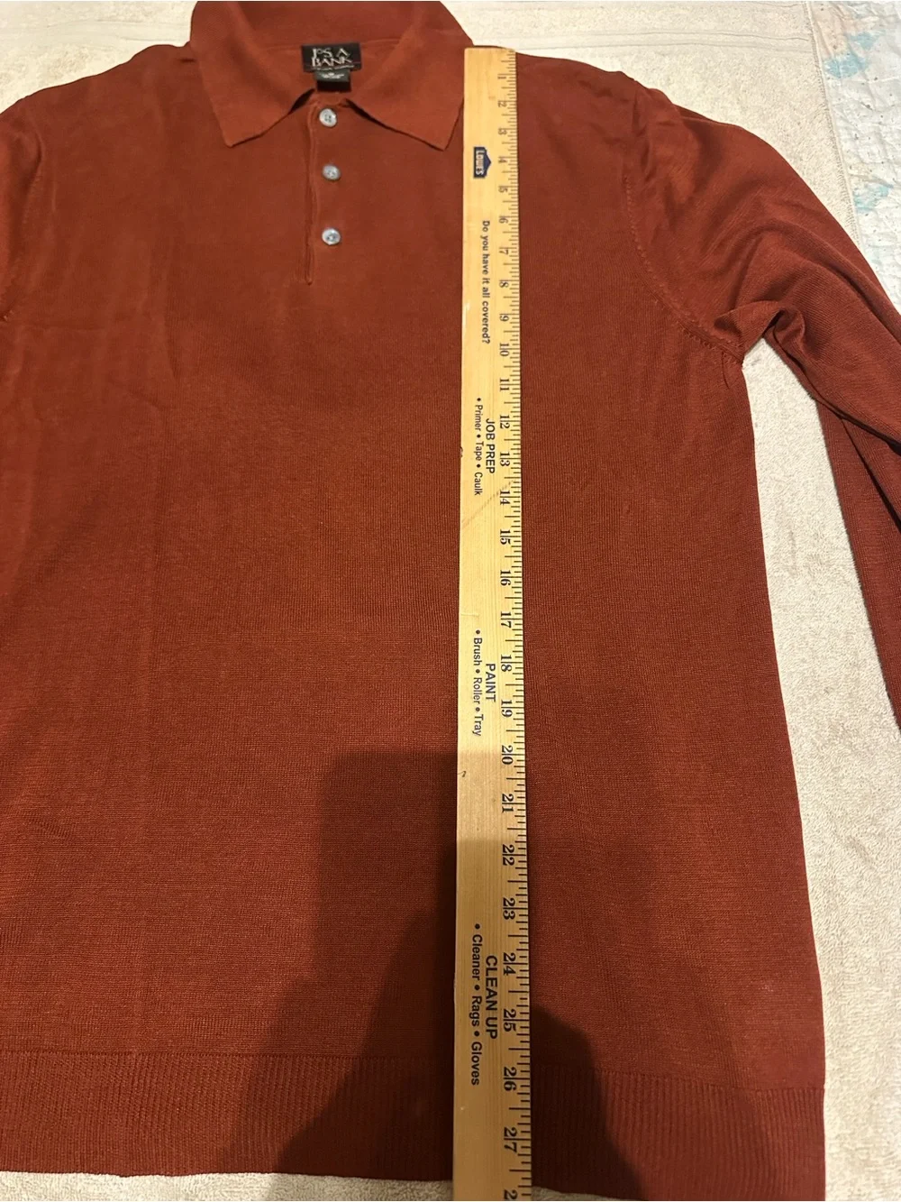 Josh A Bank Rust Color Medium 100 percent Silk Polo Long Sleeve
